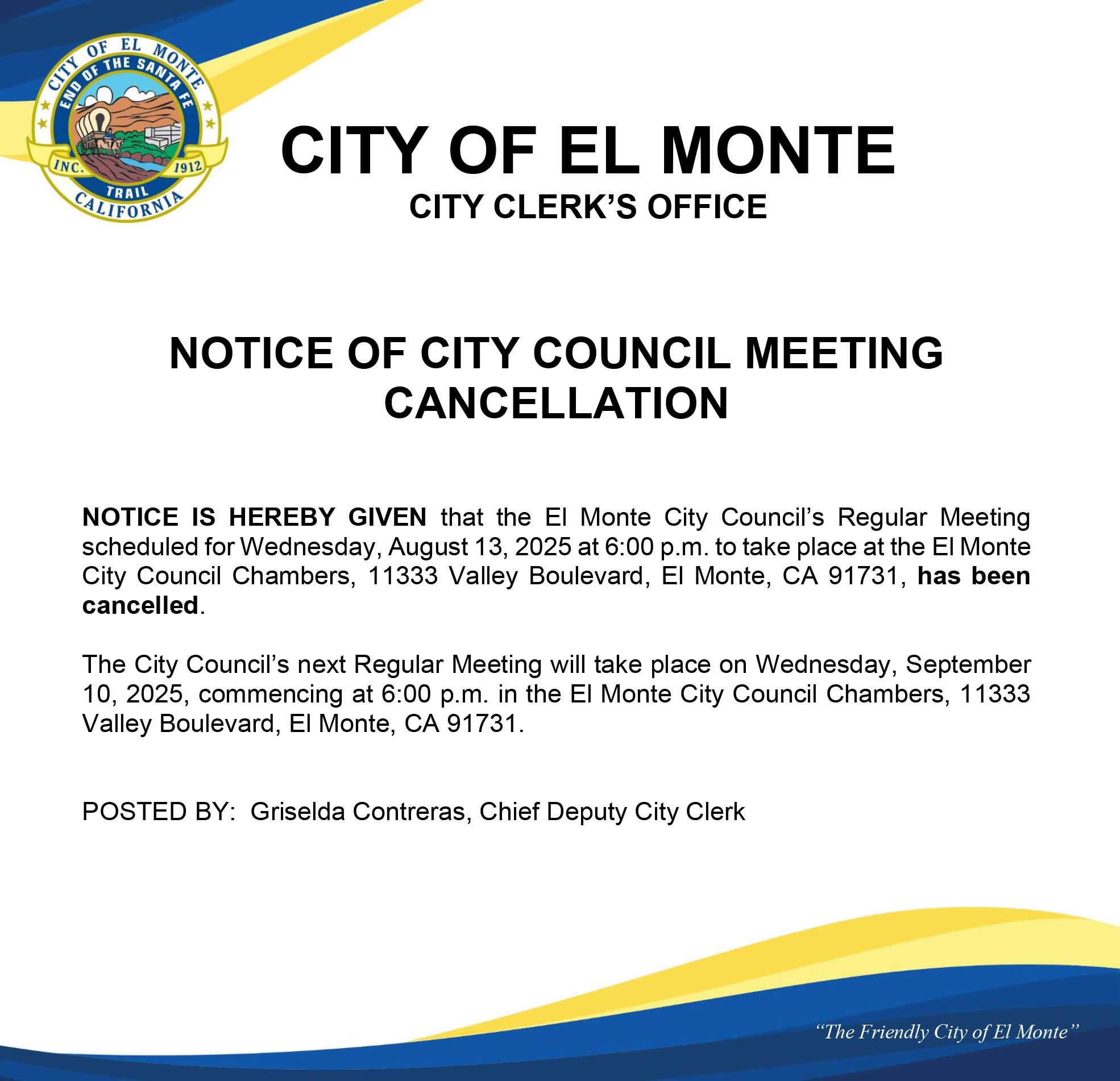 Notice of Cancellation